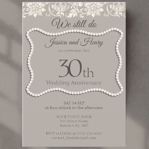 Invitation Perle élégante 30e anniversaire de mariage
