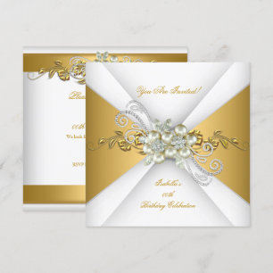 Invitation Perle élégante Or Argent Diamant Fête d'anniversai