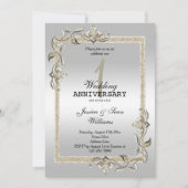 Invitation Perle Gem & Paillettes & Argent 1ers Noces (Devant)