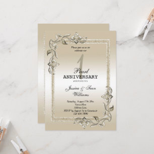 Invitation Perle Gemme et Paillettes 1er Anniversaire de Mari