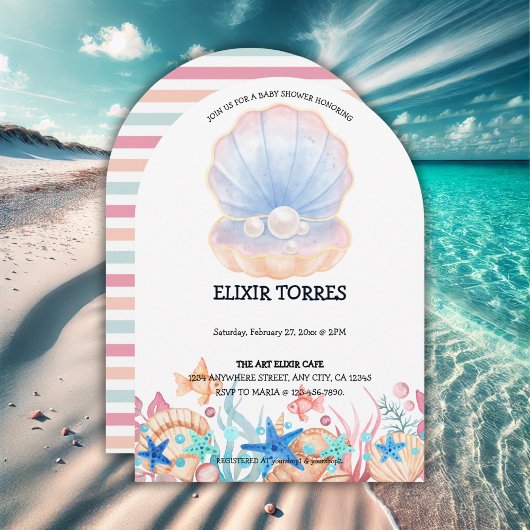 Invitation Perle majestueuse sous le Baby shower marin