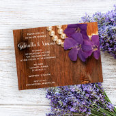 Invitation Perle, perles et Mariage campagnard en bois de gra