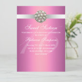 Invitation Perle rose Élégante Douce 16 Anniversaire Invitati (Debout devant)