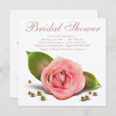Invitation Perle rose rose Fête des mariées blanche (Devant / Derrière)