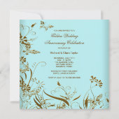 Invitation Perle sarcelle fleur d'or 50e anniversaire de mari (Dos)