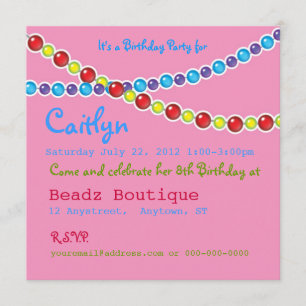 Invitation Perler la fête d'anniversaire