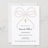 Invitation Perles arc rose fille Confirmation (Devant)