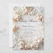 Invitation Perles avec flocons de neige Baby shower neutre (Devant)