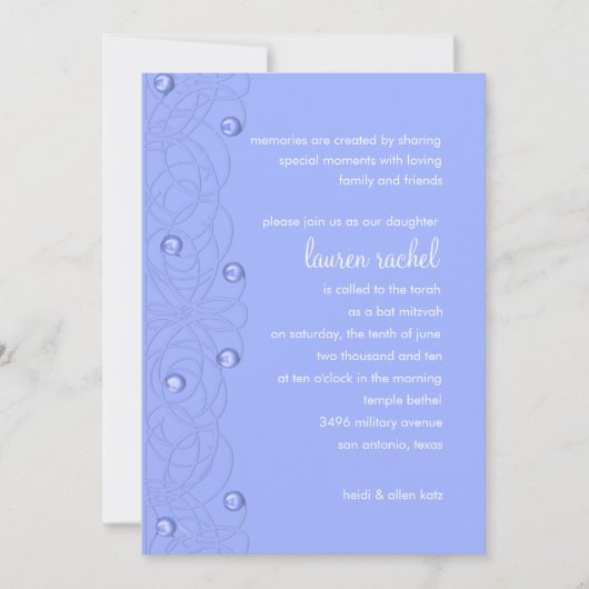 Invitation Perles bat mitzvah Dentelles Perceuse Perceuse sur (Devant)
