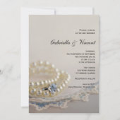 Invitation Perles blanches, Anneau de diamant et Mariage de d (Devant)