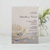 Invitation Perles blanches, Anneau de diamant et Mariage de d (Debout devant)