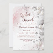 Invitation Perles blanches Brunch nuptial rose moderne (Devant)