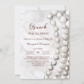 Invitation Perles blanches Brunch rouge avec mariée (Devant)