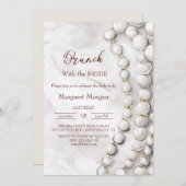 Invitation Perles blanches Brunch rouge avec mariée (Devant / Derrière)