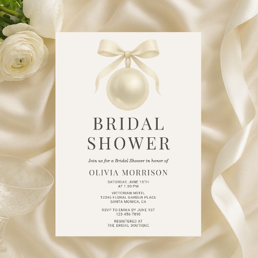 Invitation Perles Blanches Élégant Shower de Mariée