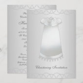 Invitation Perles Blanches Robe Blanche Baptême Blanc (Devant / Derrière)