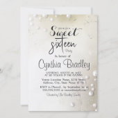 Invitation Perles blanches Sweet sixteen beige fête d'anniver (Devant)