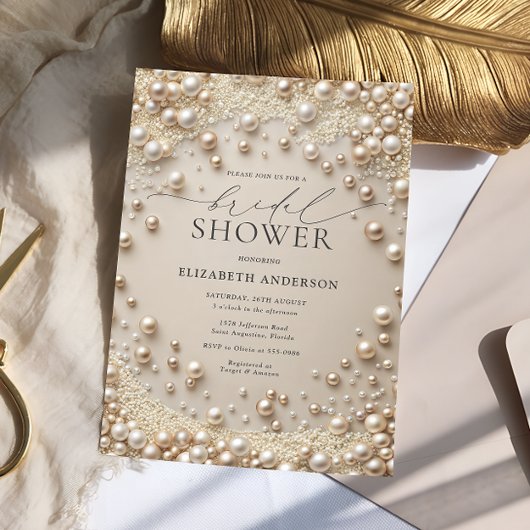 Invitation Perles Blush Pastel avec Fête des mariées de diama