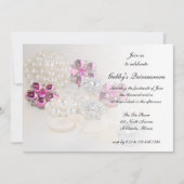 Invitation Perles Boutons Diamants Rose Quinceañera (Devant)