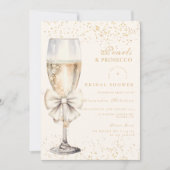 Invitation Perles Bow Et Fête des mariées Prosecco (Devant)