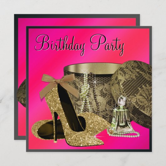 Invitation Perles Chaussures à talon haut Chaud Rose femmes A (Devant / Derrière)