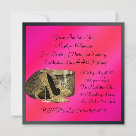 Invitation Perles Chaussures à talon haut Chaud Rose femmes A (Dos)