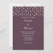 Invitation Perles Chic et Calligraphie sur Mariage Violet Cas (Devant)