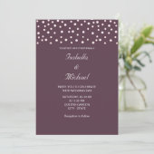 Invitation Perles Chic et Calligraphie sur Mariage Violet Cas (Debout devant)