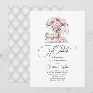 Invitation Perles chic et Fête des mariées florale rose Prose