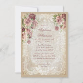 Invitation Perles chic Roses Shabby et Fête des mariées dente (Dos)