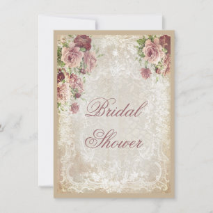 Invitation Perles chic Roses Shabby et Fête des mariées dente