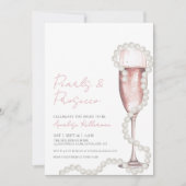 Invitation Perles de champagne rose et Fête des mariées de po (Devant)