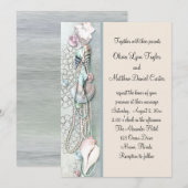 Invitation Perles de Coquillages Mariage de Plage Élégant (Devant / Derrière)