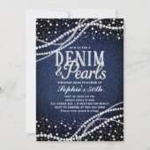 Invitation Perles de Denim Bleu Moderne Élégant 50e Anniversa (Devant)
