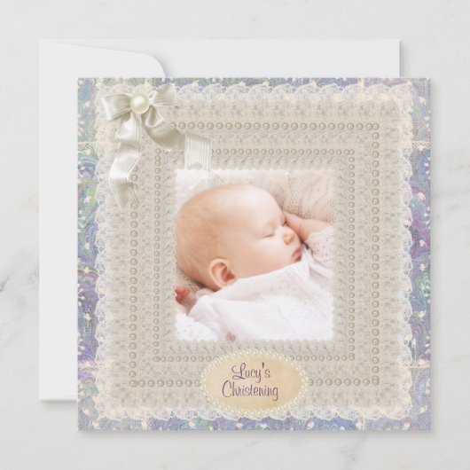 Invitation Perles de dentelle d'ivoire Pink violet filles Pho (Devant)