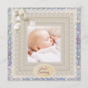 Invitation Perles de dentelle d'ivoire Rose Violet Filles Pho