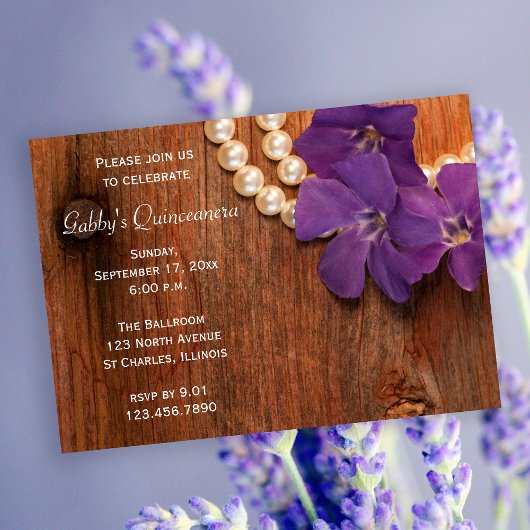 Invitation Perles de fleurs rousses rustiques Quinceanera