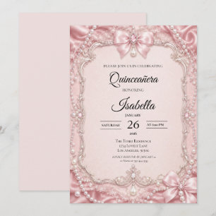 Invitation Perles de Luxe Rose Paillettes Quinceañera