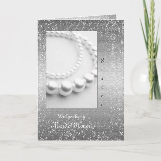 Invitation Perles de mariage ou d'anniversaire scintillantes (Devant)