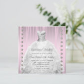 Invitation Perles de robe de fête Quinceanera rose (Debout devant)