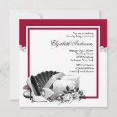 Invitation Perles de rose blanche Talons hauts Fête d'anniver (Dos)