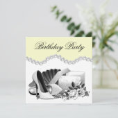 Invitation Perles de rose blanche talons hauts Jaune fête d'a (Debout devant)