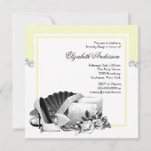 Invitation Perles de rose blanche talons hauts Jaune fête d'a (Dos)
