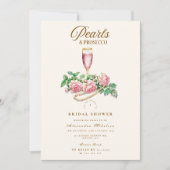 Invitation Perles de Rose et Fête des mariées de poursuites (Devant)