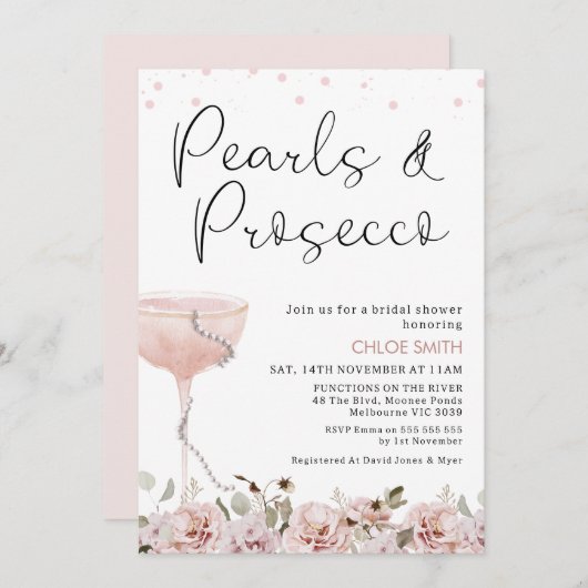 Invitation Perles de verre flou Fête des mariées de poursuite (Devant / Derrière)