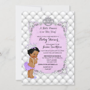 Invitation Perles Diamants Ethnique Princesse Bébé Fille Lava