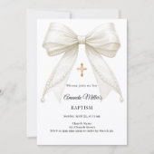 Invitation Perles d'Ivoire Fille Élégante Baptême (Devant)