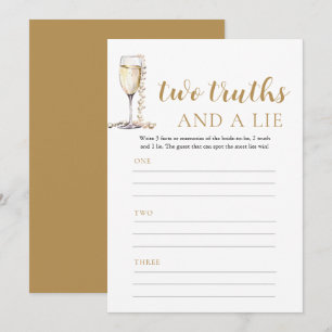 Invitation Perles d'or et Prosecco Jeu Deux Vérités et un Men