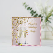 Invitation Perles d'or rose Or rose Womans d'or fête d'annive (Debout devant)