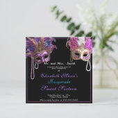 Invitation Perles d'or rose Sweet sixteen masqué (Debout devant)